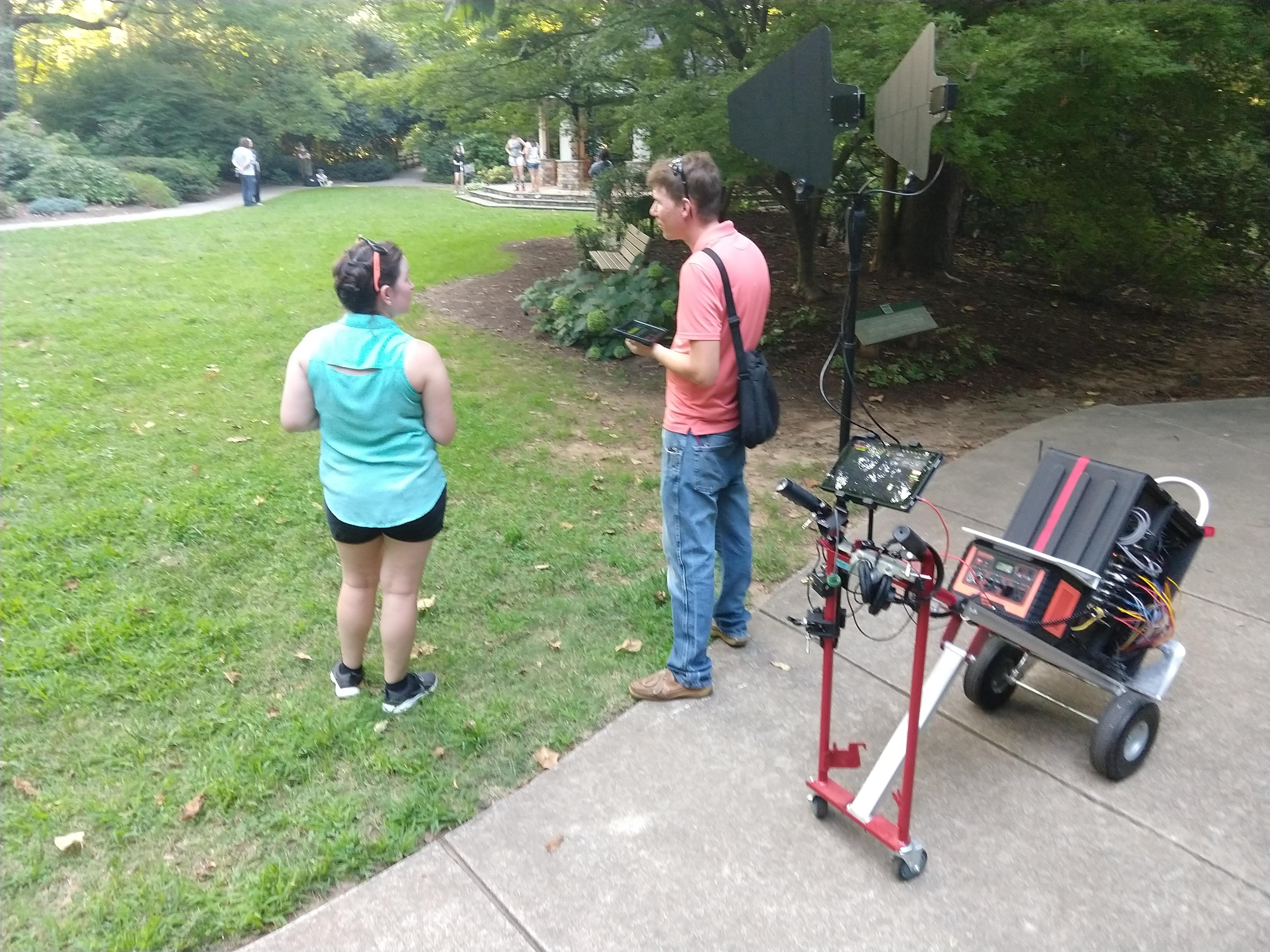 Battery powered wireless rig for a roving Shakespeare play