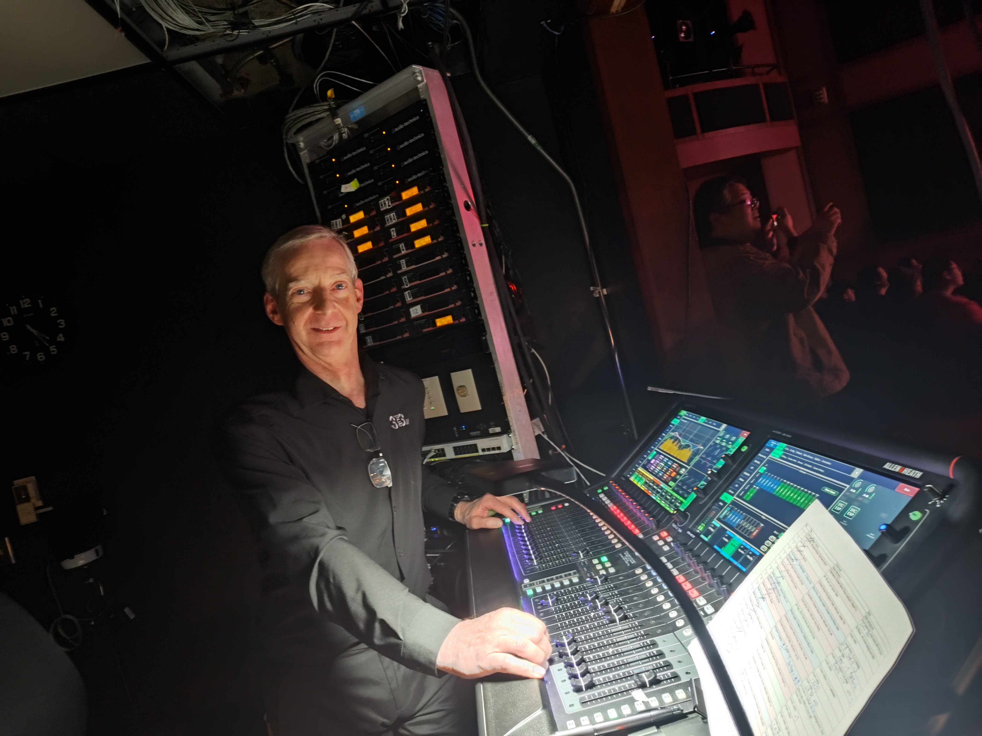 Greensboro Day School Sloan Theatre - Stuart running the Avantis mixer we installed